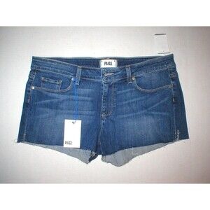 New Womens NWT 28 Paige Premium Denim Designer Shorts Blue Cut off Frayed Jean